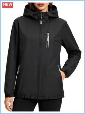 Packable Waterproof Rain Jacket Hooded Vented Lightweight
